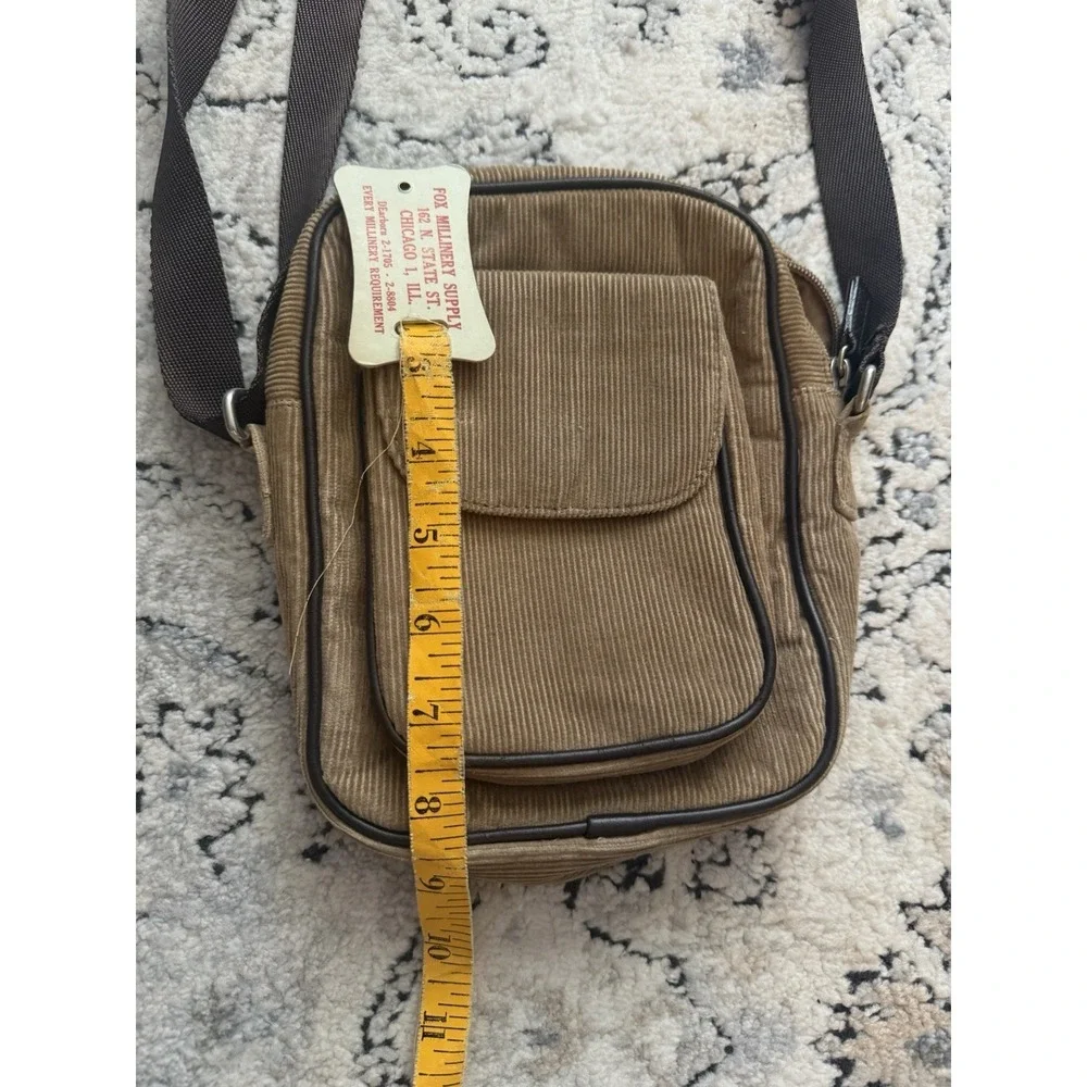 Vintage Y2K American Eagle Unisex Corduroy Crossbody Purse Bag Brown Boho